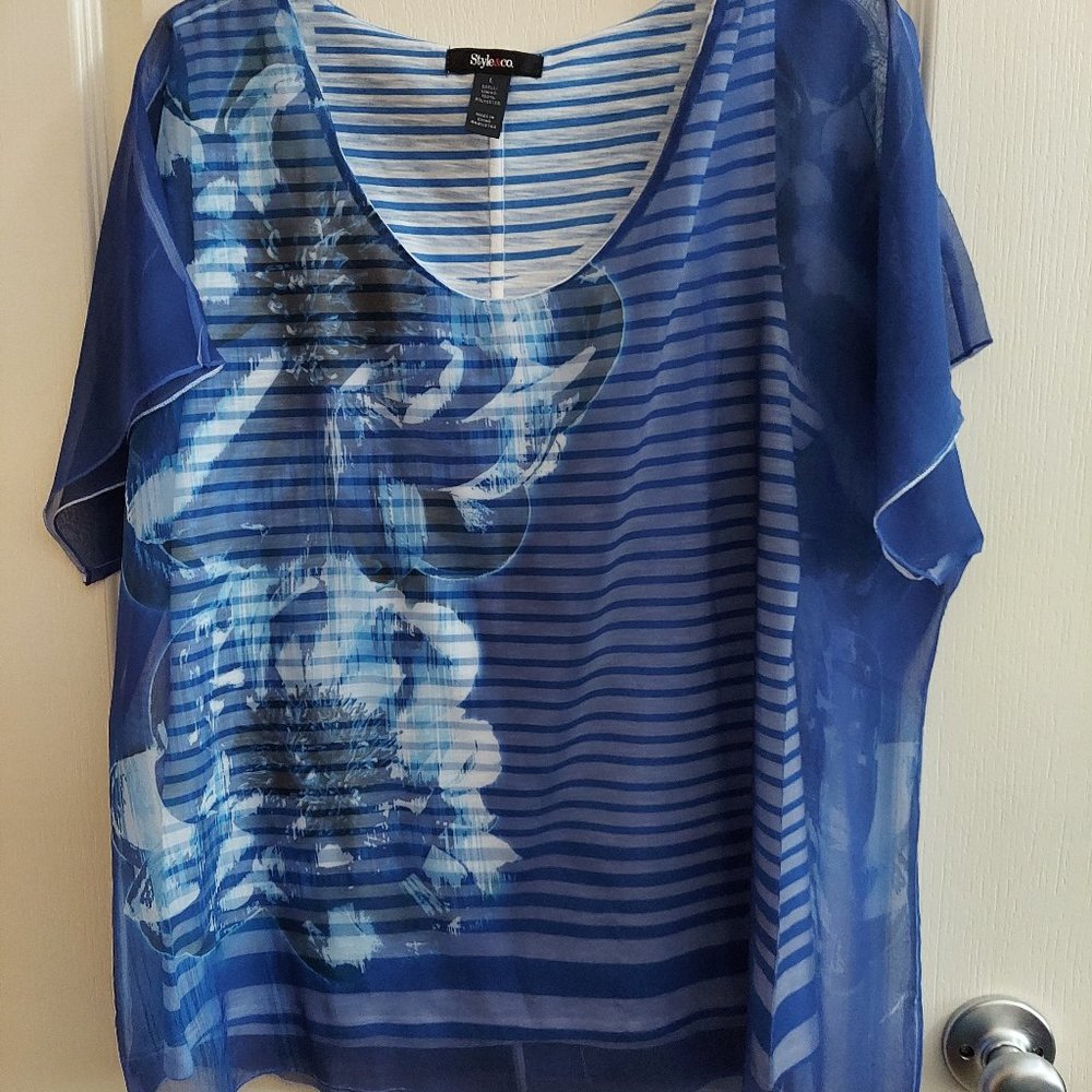 Macy's Style & Co Chiffon Overlay Top (Large) NWOT.